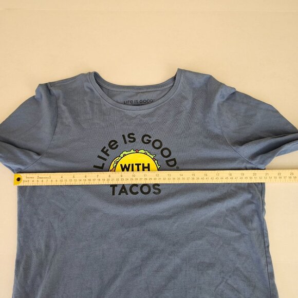 Life Is Good Womans Size Large Crusher Tee Longsleeve Blue Tacos - Picture 6 of 7